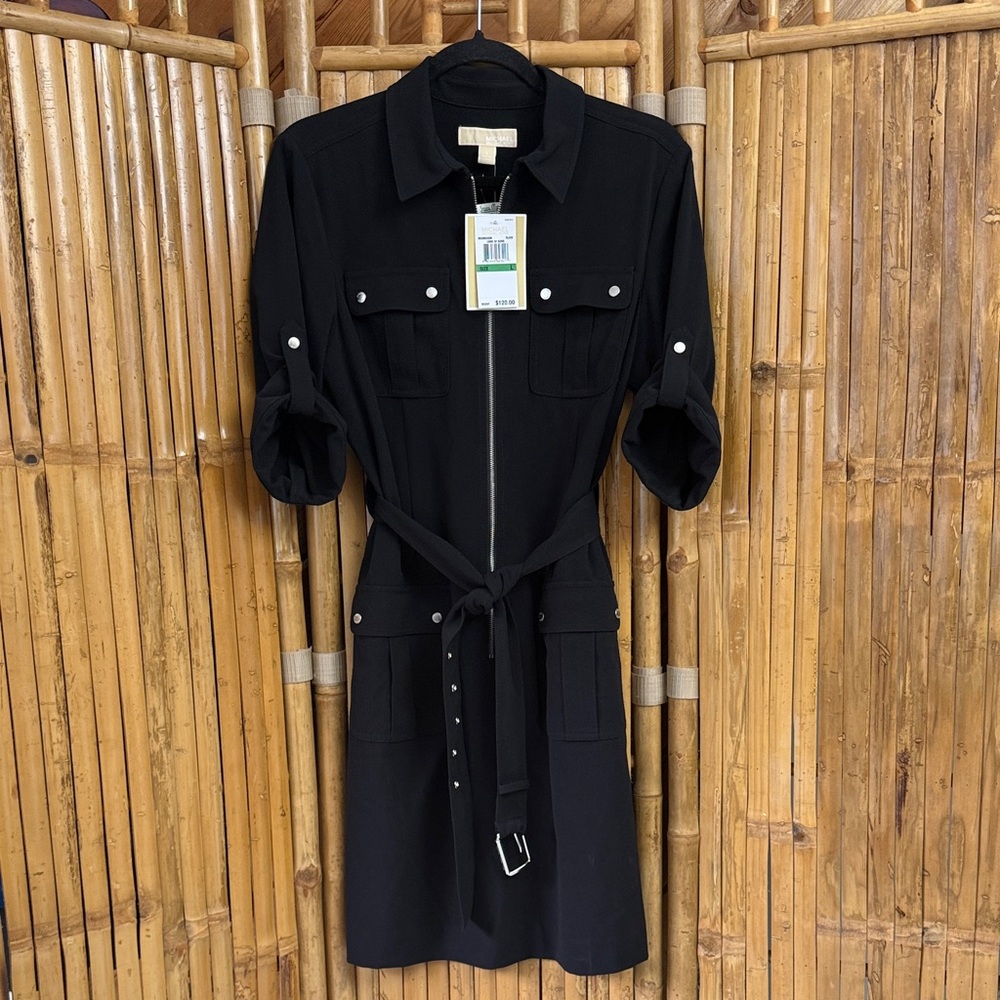 MICHAEL Michael Kors Black Belted Shirt Dress